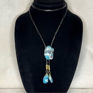 Blue Agate Bolo Tie